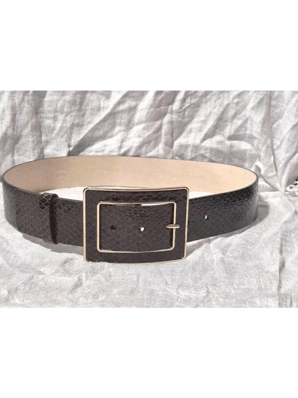 Banana Republic Dark Brown Genuine Leather Reptile Print Wide Belt Size M EUC